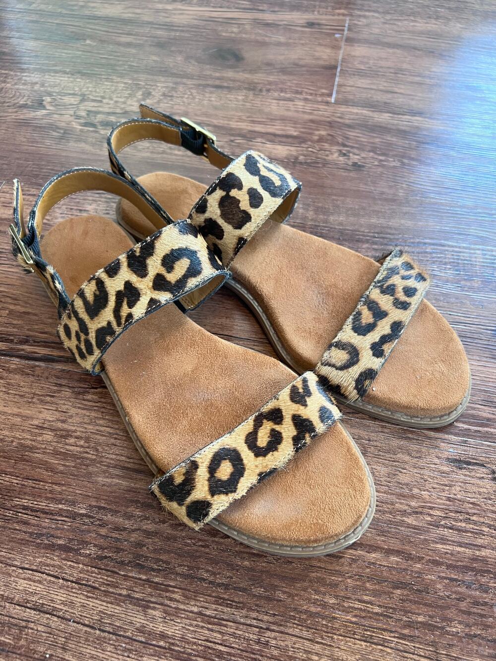 Franco Sarto L-Velocity 2 Sandal Camel Hair Leopard Cheetah Print Women 8.5
